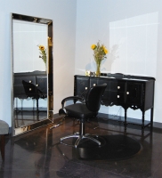 Corner station- beautiful full length mirrors Beauty Collective Hair Salon in Brimingham, Michigan.