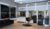 The beautiful corner station for makeup and brow shaping as well as hair services. South side of the Hair Salon in Birmingham, Michigan.