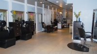 View of the manicure and pedicure stations at the Salon in Birmingham, Michigan.